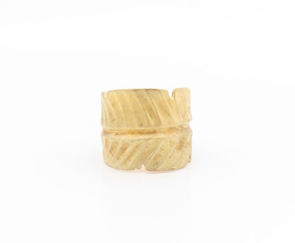 925 Sterling Silver Vintage Ring Gold Plated Carved Foliate Leaf Sz 7 RG34651