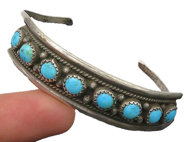 FA NAVAJO 925 Sterling Silver  Vintage Turquoise Oxidized Cuff Bracelet BT8504