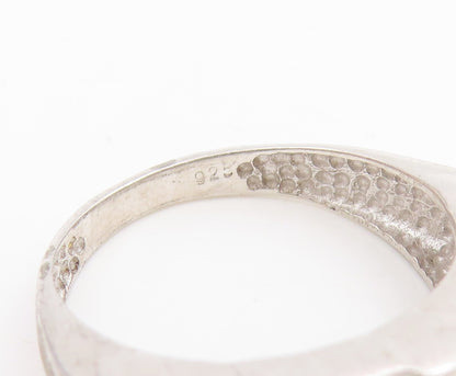 925 Sterling Silver Vintage Ring Peridot Double Row Wide Band  Sz 7.5  RG36165
