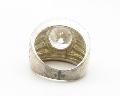 925 Sterling Silver  Vintage Cubic Zirconia Cocktail Ring Sz 6.5  RG12046