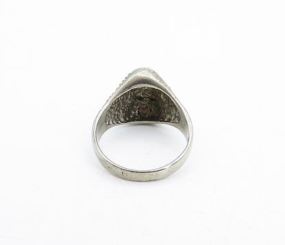 925 Sterling Silver  Vintage Dark Tone Etched Dome Band Ring Sz 8.5  RG5553