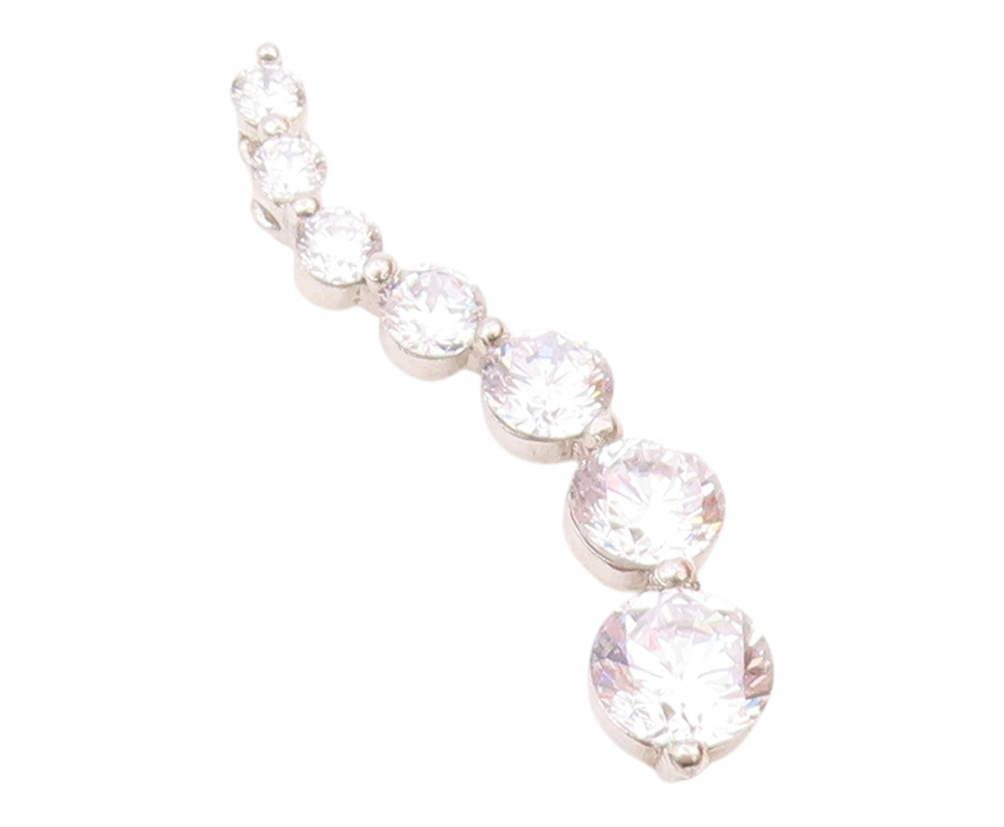 925 Sterling Silver  Vintage Shiny Cubic Zirconia Graduated Pendant  PT16681
