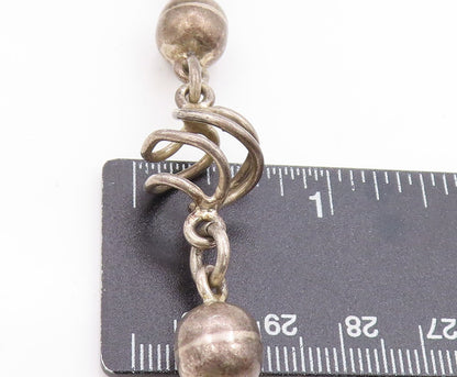 925 Sterling Silver Vintage Necklace MEXICO Spherical Spiral Cage Chain  NE4650