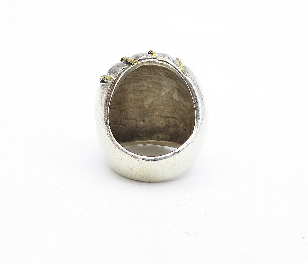 MEXICO 925 Silver  Vintage Two Tone Rope Twist Dome Band Ring Sz 7  RG6973