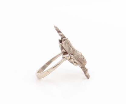925 Sterling Silver Vintage Ring Ethnic Figural With Headdress  Sz 6.5  RG34559