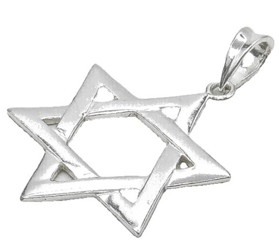 925 Sterling Silver  Vintage Shiny Open Star Of David Smooth Pendant  PT14511