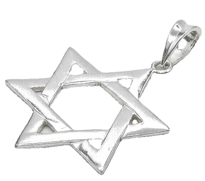 925 Sterling Silver  Vintage Shiny Open Star Of David Smooth Pendant  PT14511