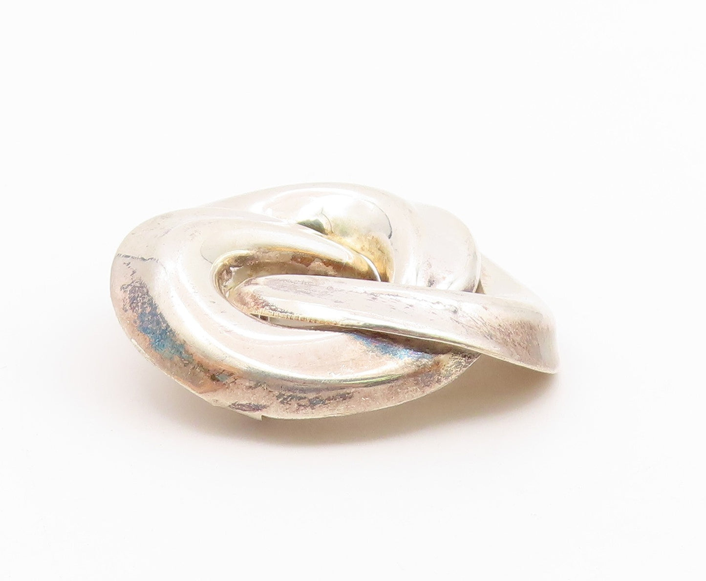 925 Sterling Silver  Vintage Shiny Open Knot Swirl Design Brooch Pin  BP3680