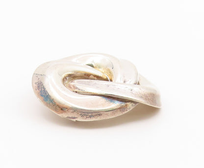 925 Sterling Silver  Vintage Shiny Open Knot Swirl Design Brooch Pin  BP3680