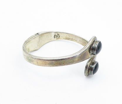 MEXICO 925 Sterling Silver  Vintage Black Onyx Bypass Cuff Bracelet  BT2752