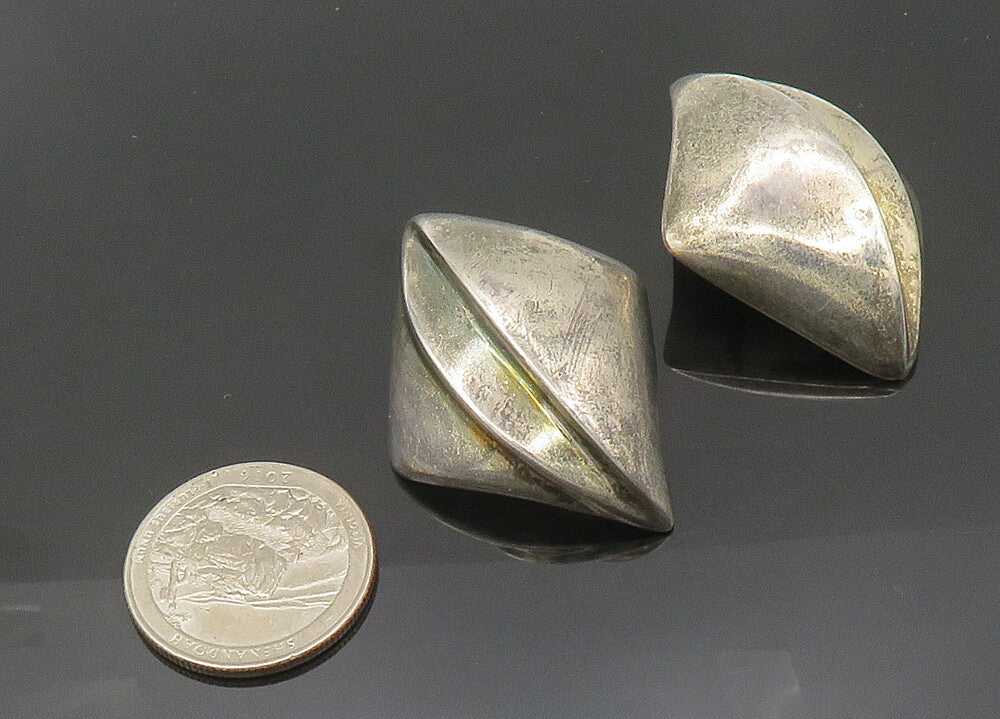 BAYANIHAN 925 Silver & 14K GOLD  Vintage Modernist Drop Earrings  EG10582