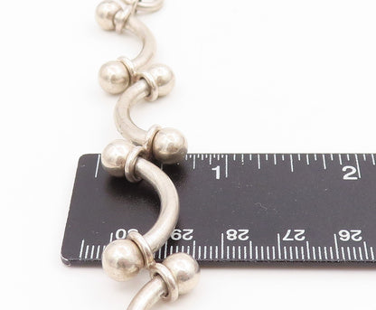 925 Sterling Silver Vintage Bracelet Classic Curved Barbell Solid Link  BT11675