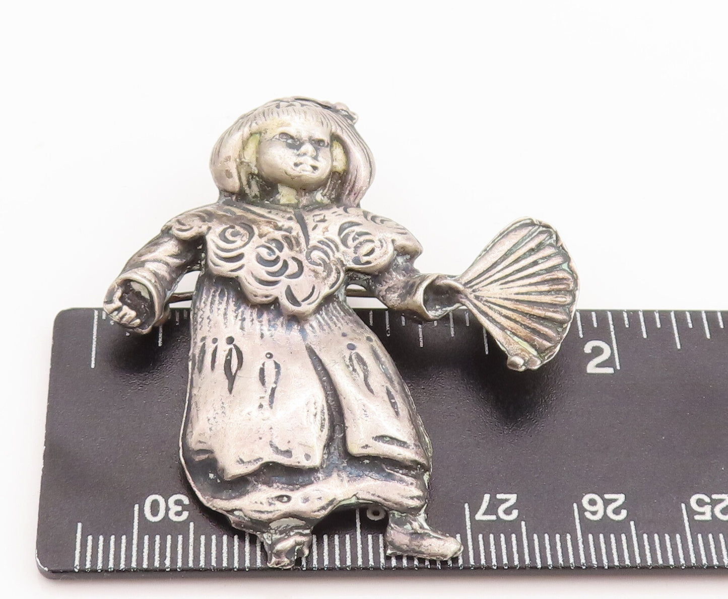 925 Sterling Silver Vintage Brooch Pin BROOKCRAFT Baby Girl With Fan  BP11065