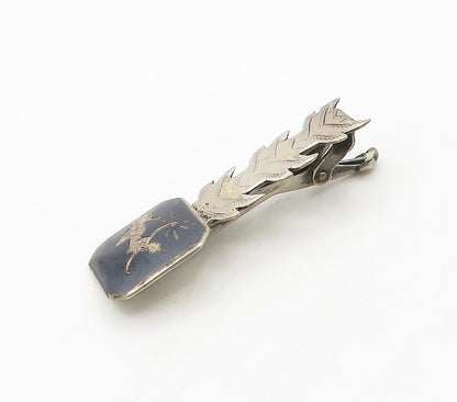 SIAM 925 Sterling Silver  Vintage Niello Enamel Dancer Tie Clip  TR2206