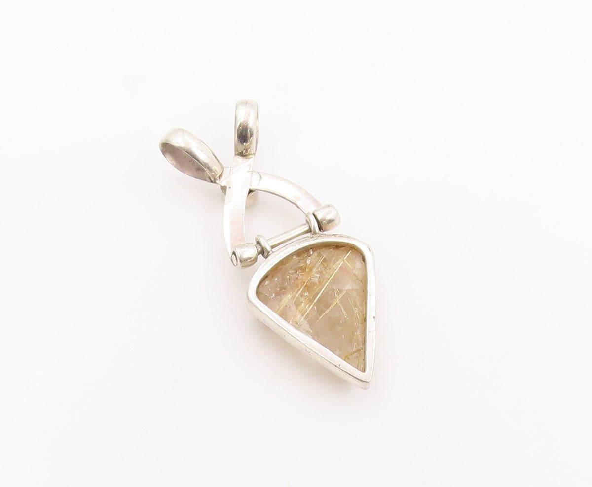 925 Sterling Silver Vintage Pendant Modernist Citrine & Gemstone Charm  PT26247