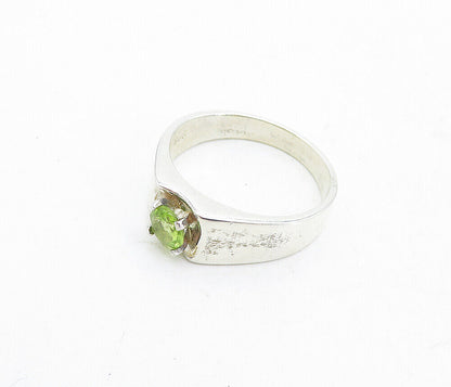 925 Sterling Silver  Prong Set Peridot Shiny Solitaire Ring Sz 10  RG5665
