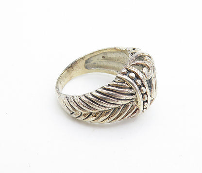 925 Sterling Silver  Vintage Open Swirl Dome Wheat Band Ring Sz 6  RG7502