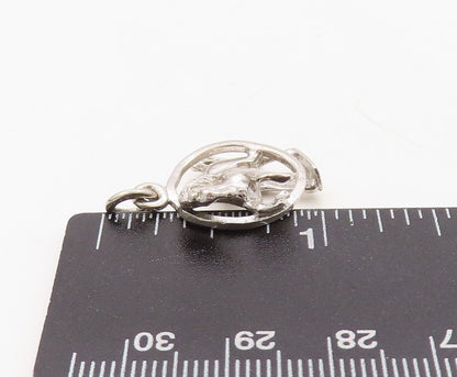 925 Sterling Silver Vintage Pendant Cutout Horse Jumping Out Of Ring  PT23619