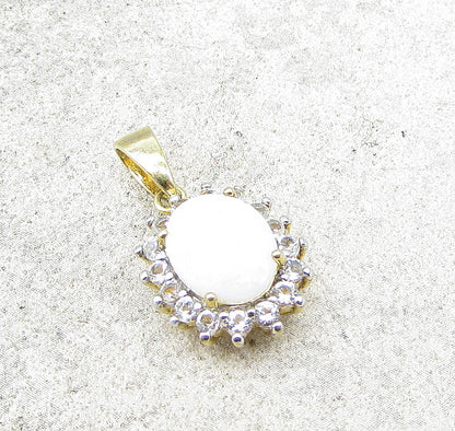 Gold Over 925 Sterling Silver Fire Opal & White Topaz Drop Pendant PT1133