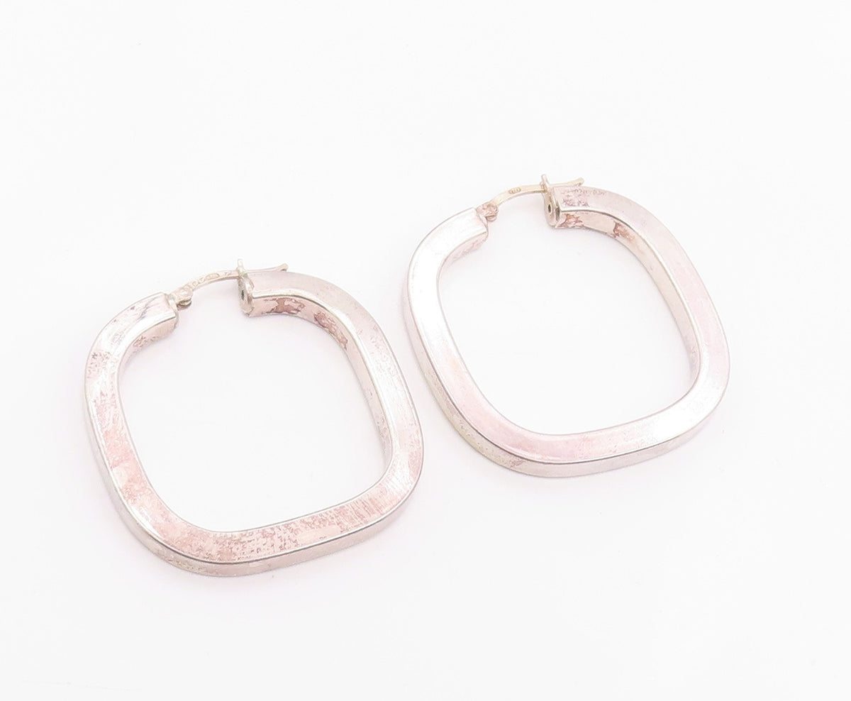 925 Sterling Silver Vintage Earrings Minimalist Geometric Square Hoops  EG14255
