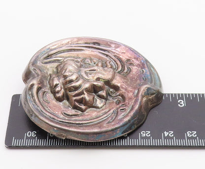 MEXICO 925 Silver  Vintage Oxidized Modernist Woman's Face Brooch Pin  BP4795