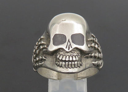 925 Sterling Silver  Vintage Large Skeleton Head Biker Ring Sz 14  RG23325