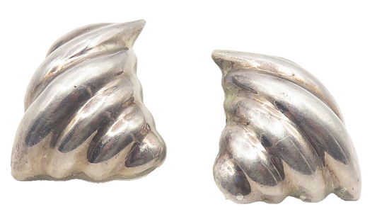 MEXICO 925 Sterling Silver  Vintage Modernist Non Pierce Earrings  EG6036