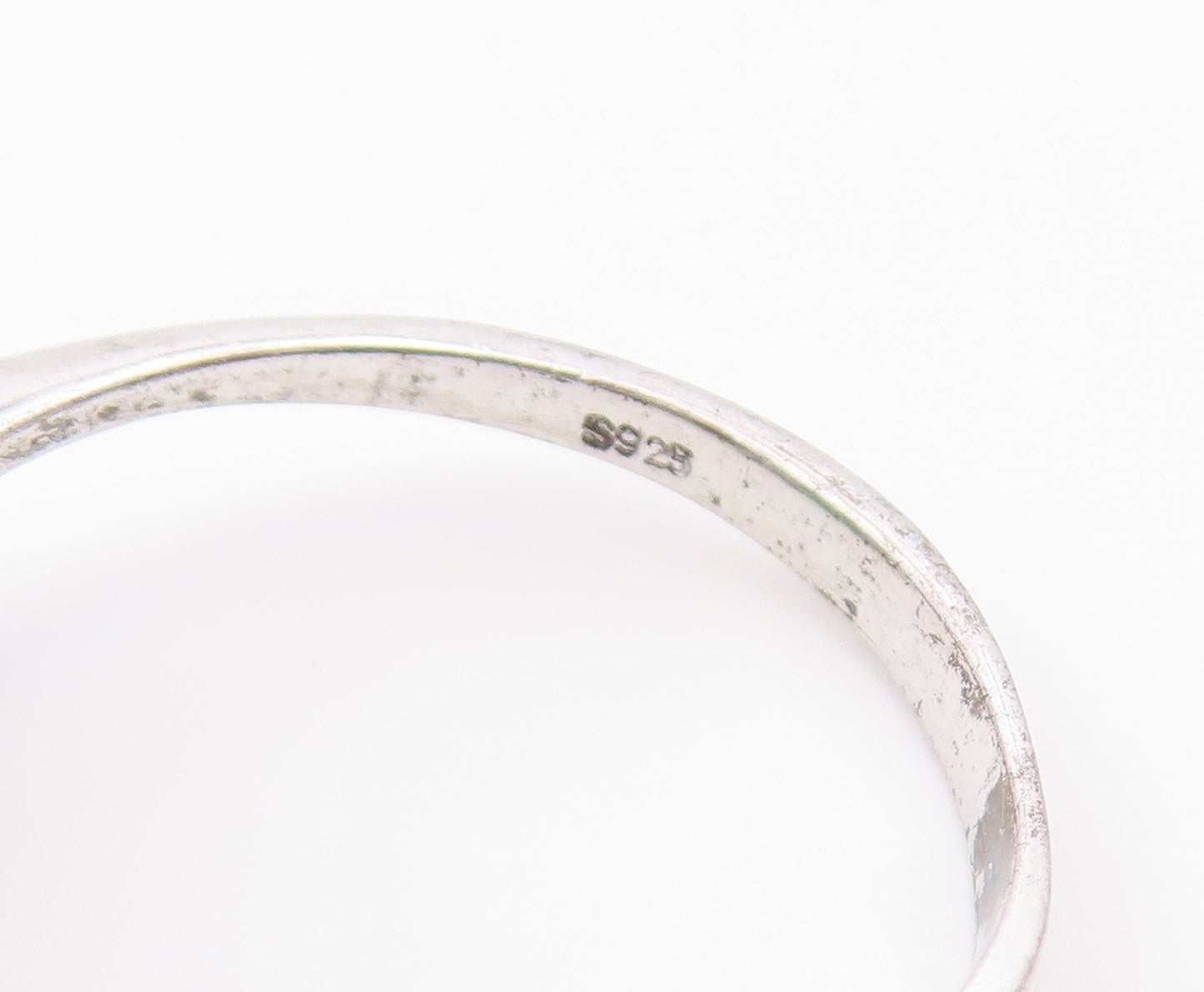 925 Sterling Silver Vintage Ring Elegant Emerald Geometric Band  Sz 8  RG36573