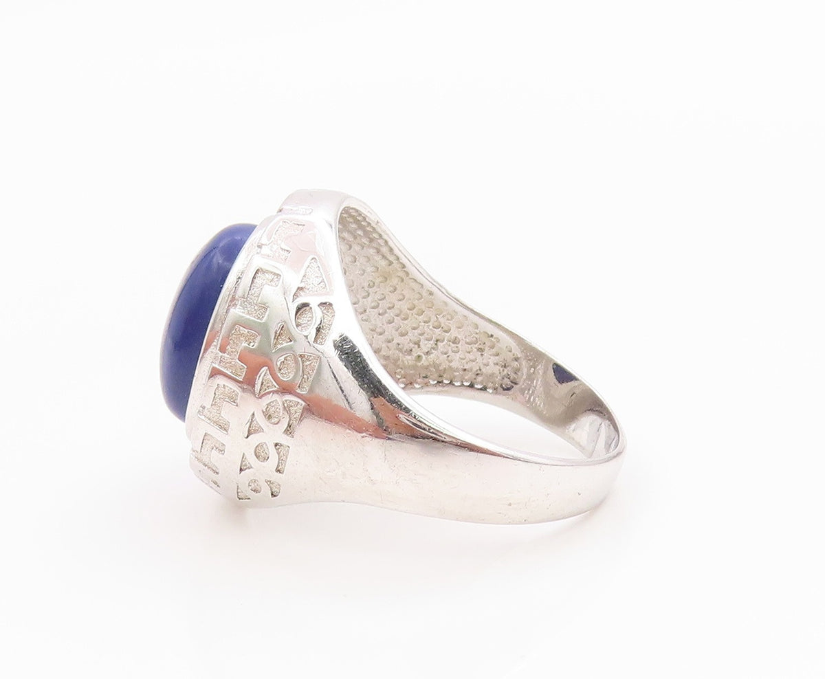 925 Sterling Silver Vintage Ring Lapis Lazuli Statement Band  Sz 11  RG36153