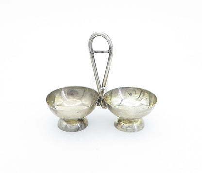 OLD CREST 925 Sterling Silver  Vintage Salt & Pepper Bowl With Handle  TR1118