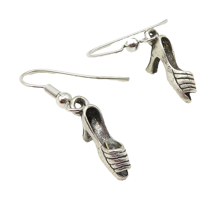 925 Sterling Silver  Vintage Petite High Heel Sandal Dangle Earrings  EG6285