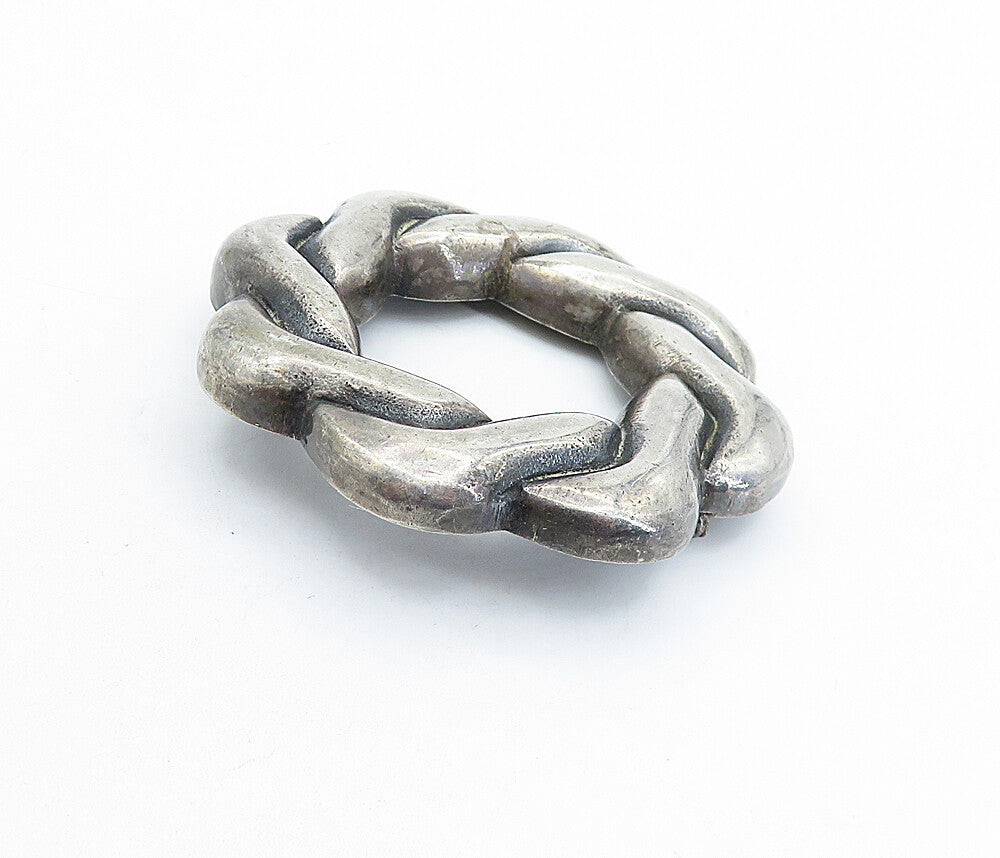 925 Sterling Silver  Vintage Antique Oxidized Interlaced Brooch Pin  BP2259
