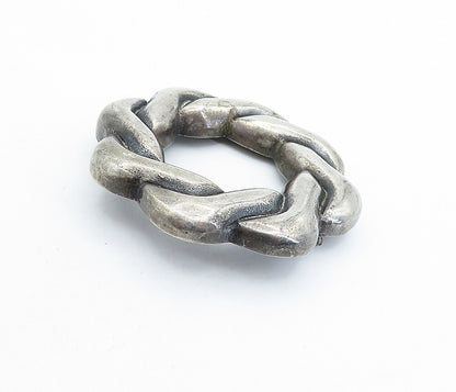 925 Sterling Silver  Vintage Antique Oxidized Interlaced Brooch Pin  BP2259