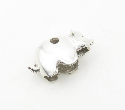 925 Sterling Silver  Vintage Shiny Polished Pig Motif Animal Pendant  PT13350