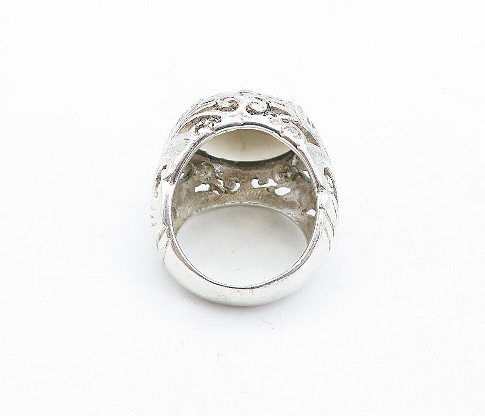925 Sterling Silver  Vintage Topaz Floral Swirl Vine Cocktail Ring Sz 8 RG5760