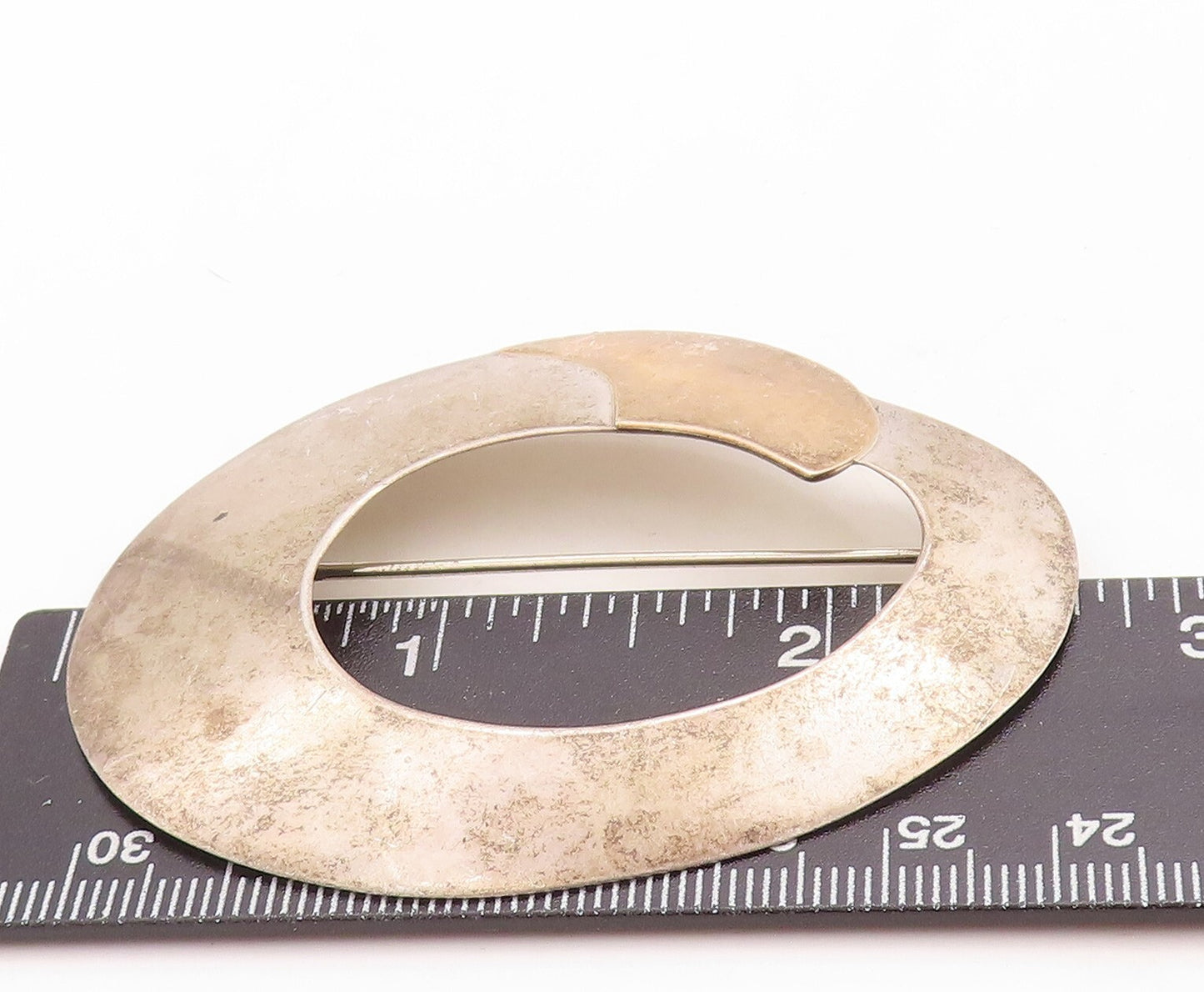 10K Gold 925 Sterling Silver Vintage Brooch Pin Designer Donut Shape Cut BP11410