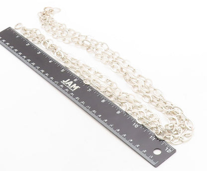 925 Sterling Silver  Vintage Shiny Minimalist Oval Link Chain Necklace  NE1786