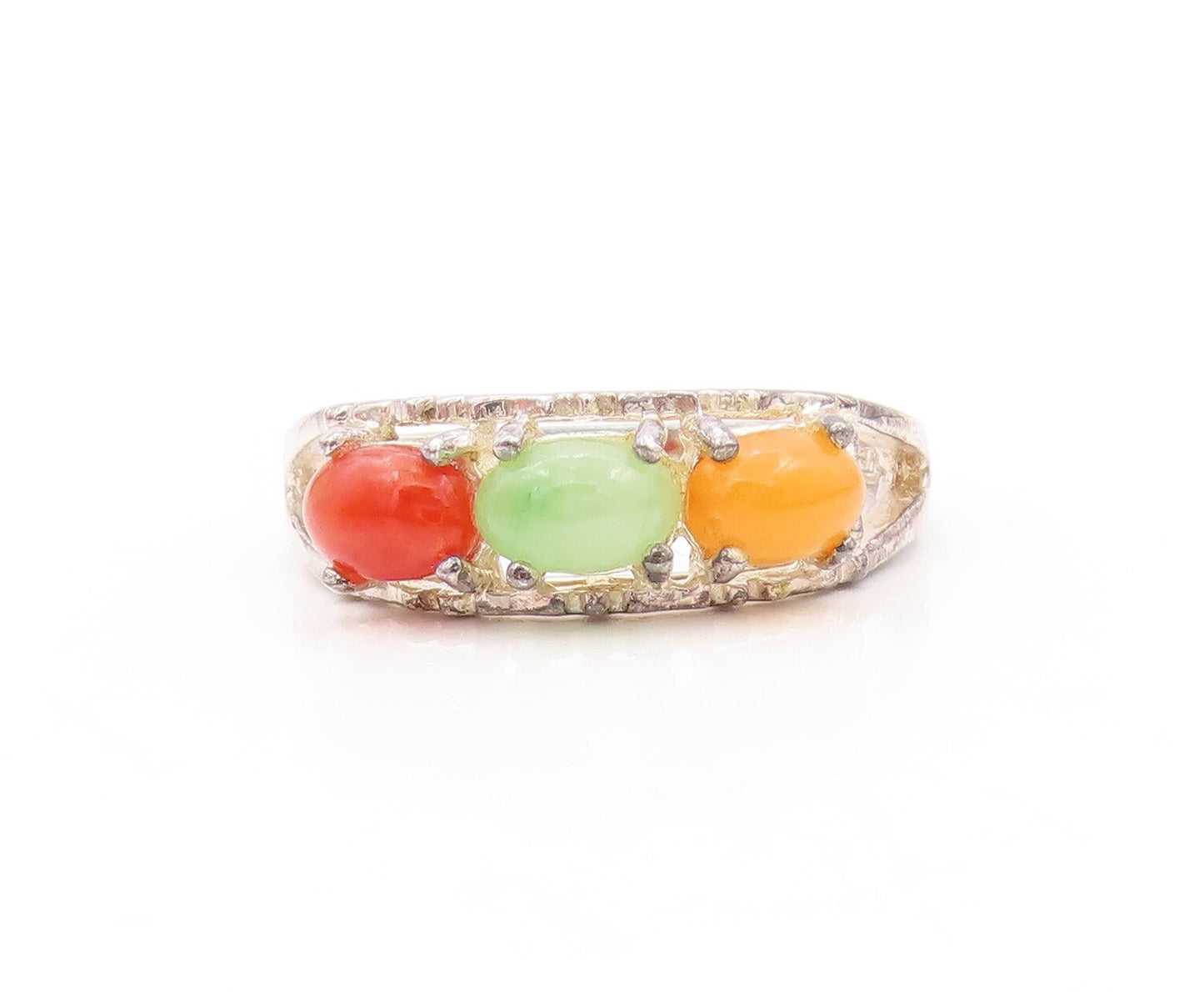 925 Sterling Silver Vintage Ring AVON Oval Cabochon Gemstones  SZ 8 RG32073