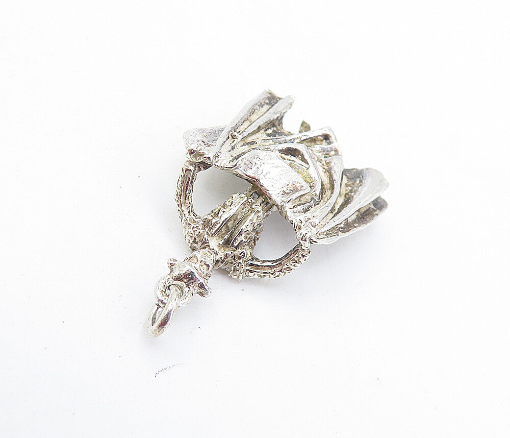 925 Sterling Silver  Vintage Petite Sculpted Bull Rider Drop Pendant  PT5150