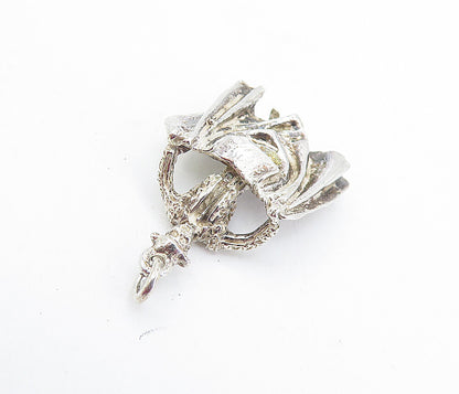 925 Sterling Silver  Vintage Petite Sculpted Bull Rider Drop Pendant  PT5150