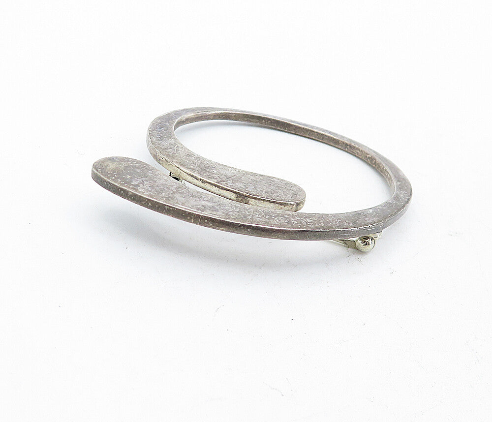 925 Sterling Silver  Vintage Smooth Dark Tone Round Swirl Brooch Pin  BP1990