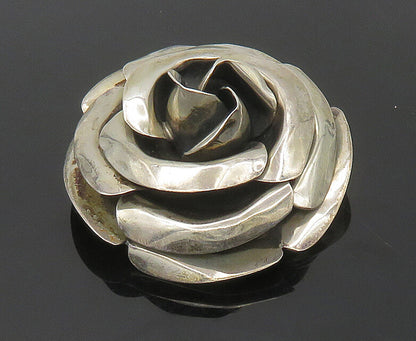JASON LIVINGSTON NAVAJO 925 Silver  Vintage Rose Flower Brooch Pin  BP6991