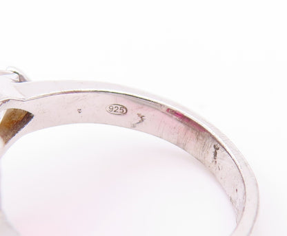 925 Sterling Silver Vintage Ring Pink Rectangle & Triangle CZ   Sz 6.5  RG32924