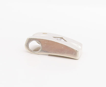 925 Sterling Silver Vintage Pendant Two Shape CZ Modernist Solid Charm  PT24912