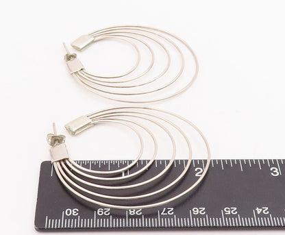 925 Sterling Silver Vintage Earrings Cutout Multi Rings Open Hoop  EG13085