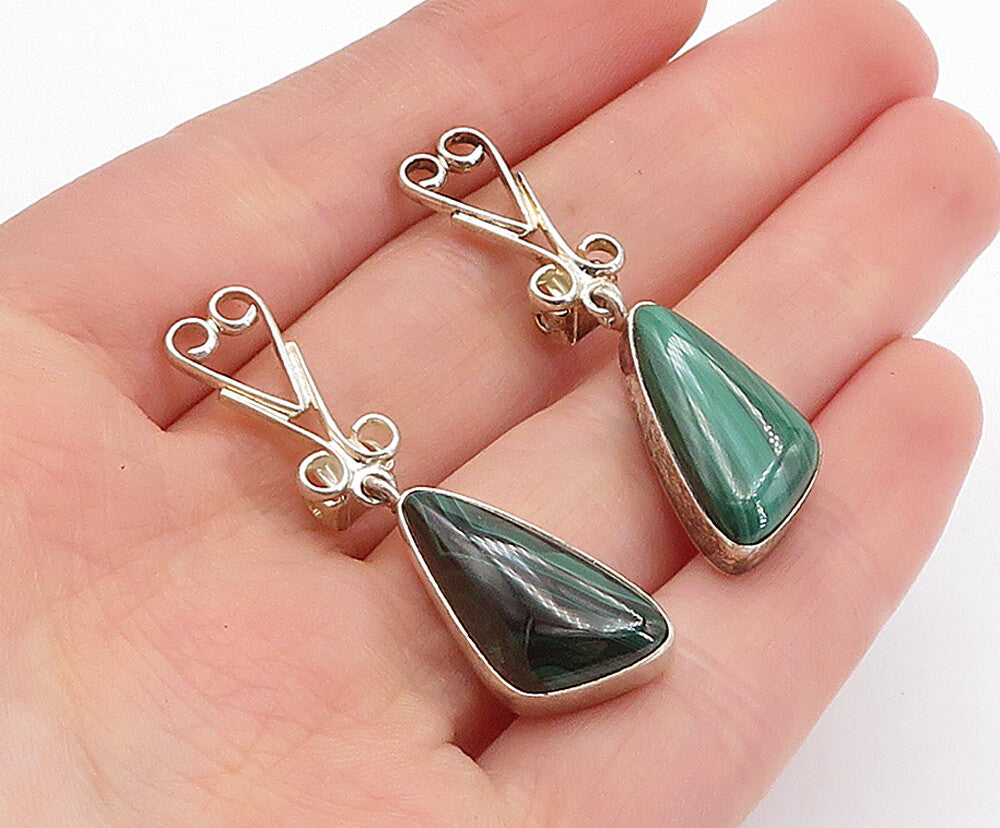 DTR JAY KING 925 Sterling Silver  Vintage Malachite Dangle Earrings  EG2333