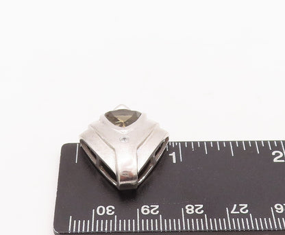 925 Sterling Silver Vintage Pendant Carved Shirt With Citrine & CZ  PT23389
