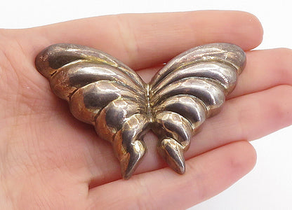 MEXICO 925 Sterling Silver  Vintage Hollow Fluted Butterfly Brooch Pin  BP2395