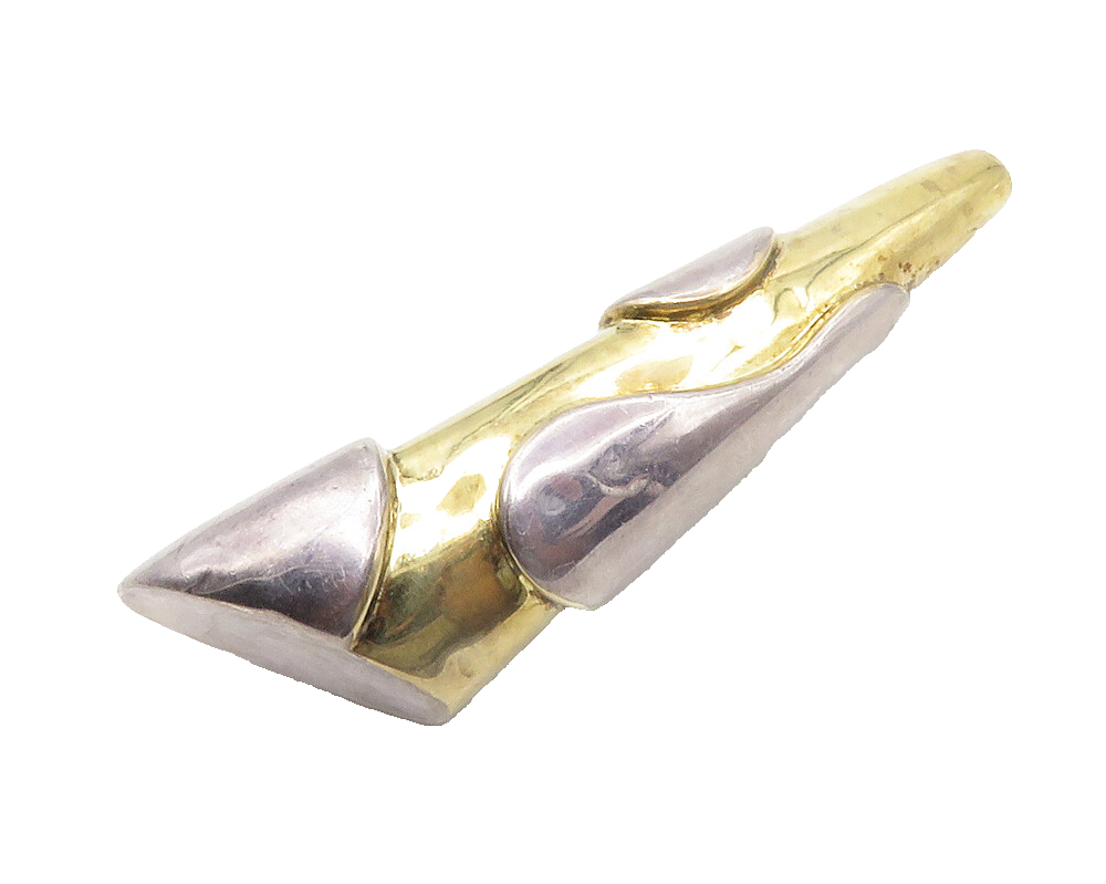 ALEN DIONE RENGAY 925 Silver  Vintage 2 Tone Hollow Design Brooch Pin  BP5017