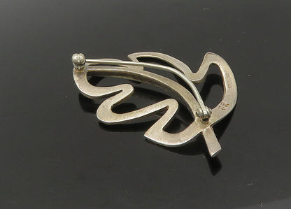 CHINESE 925 Sterling Silver  Vintage Floral Leaf Outline Brooch Pin  BP8902